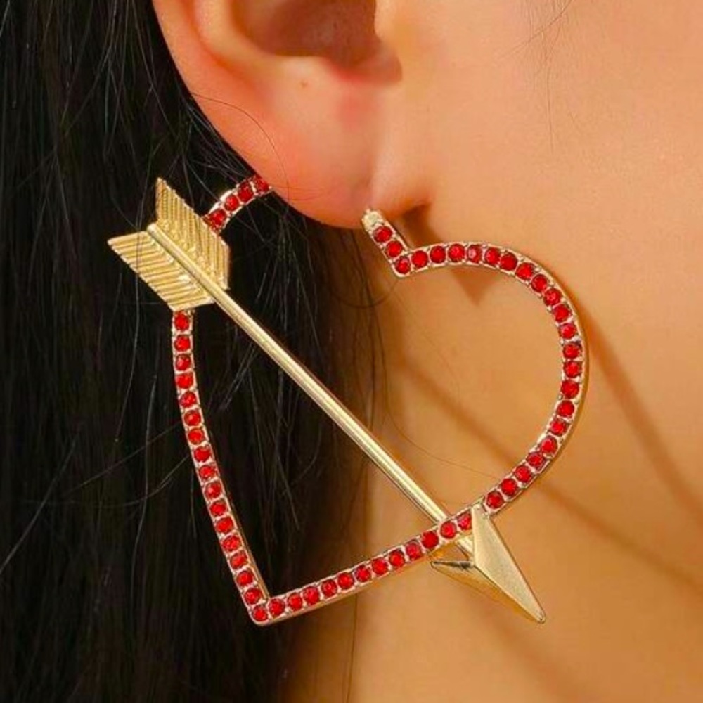 Gemstone Cupid Heart Earrings